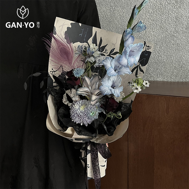 港与 原创中式美学艺术纸鲜花束包装纸花店包花纸手工diy花艺资材