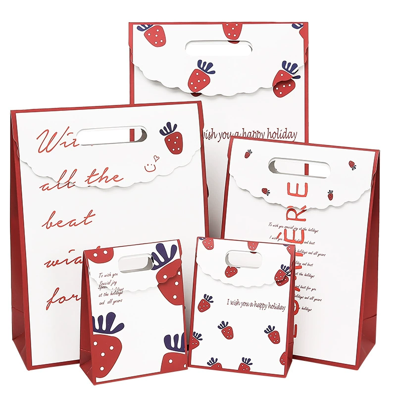 Изысканная клубничная подарочная сумка День Святого Валентина бумажная сумка на день рождения подарочная сумка