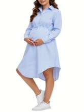 A 71560 Collar Striped Maternity Dress ���������и�ȹ����ѷ