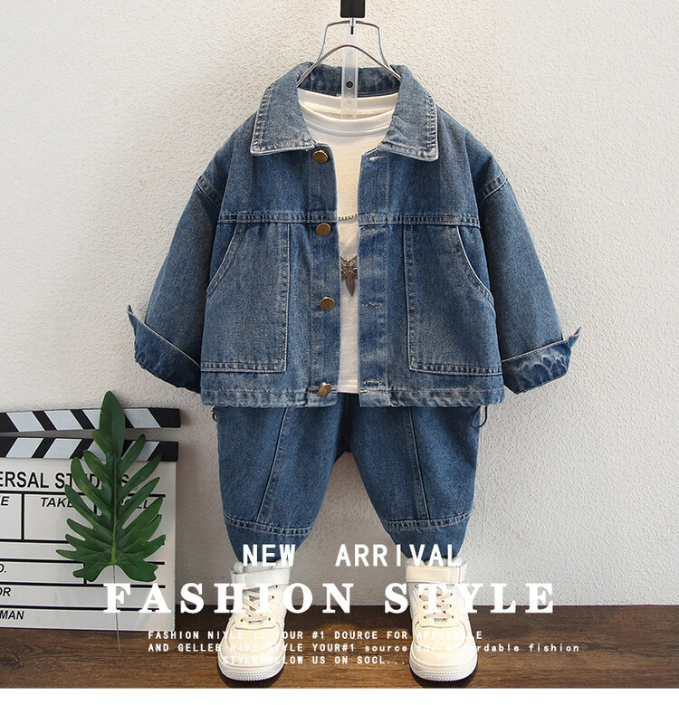 Jungen denim set für frühling herbst 2024, neue cool explosive straße zwei-stück set, kleine und mittlere westlichen stil_voghion.com