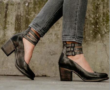 Brown Chunky Heeled Boots