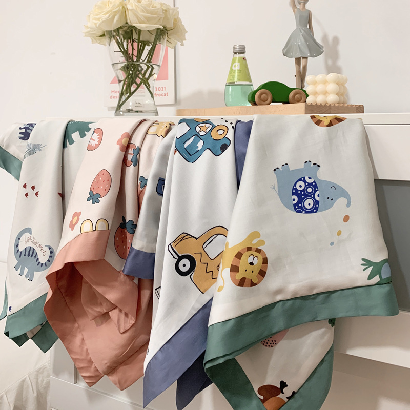 Children's 60-count Lanjing Tianxi Cartoon Print Summer Quilt for Kindergarten Nap Blanket Summer Bamboo Fiber Antibacterial Cover