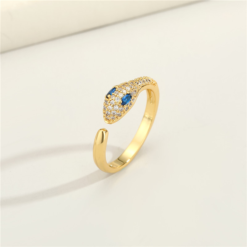 New Fashion Copper Micro-inlaid Zircon Snake Ring display picture 7