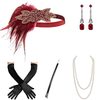 1920s flapper headband feather hair dance party party band earrings necklace glove