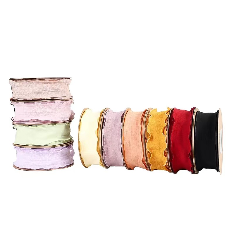 2,5 cinta plisada pastel de flores cola de pescado cinta de hilo embalaje para hornear caja de regalo de encaje arco de encaje DIY