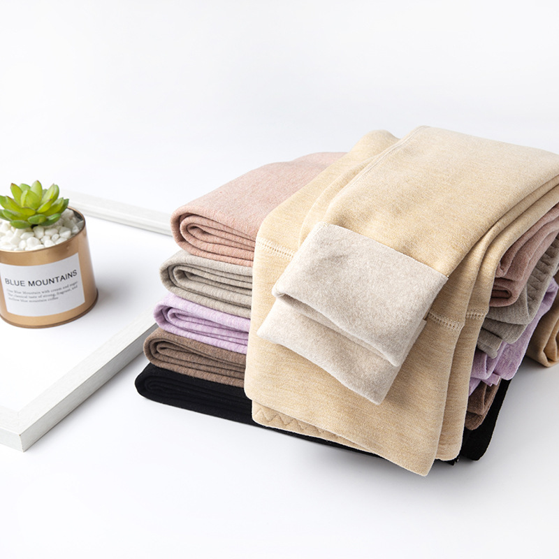 DeRong silk seamless wool pants school uniform artifact plus velvet thickened warm pants women's cotton wool pants winter autumn pants inner wear