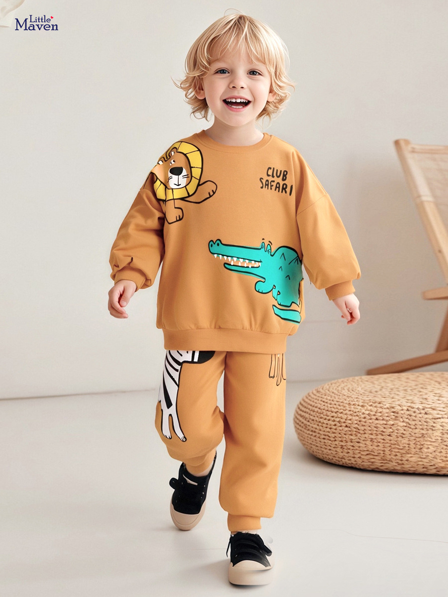 Little Maven ropa para niños de comercio exterior transfronterizo traje de niño de dibujos animados europeo y americano traje de niño de algodón de tendencia de otoño