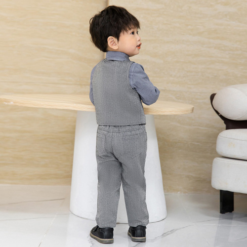 Children's suit autumn new style striped vest two-piece set one-piece drop-shipping baby boy's first birthday photography dress
