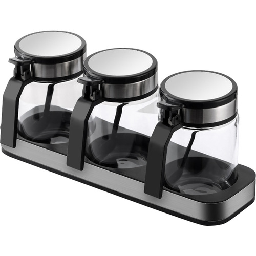 SSGP seasoning bottle household kitchen one-click opening and closing seasoning box seasoning jar glass salt shaker seasoning jar set