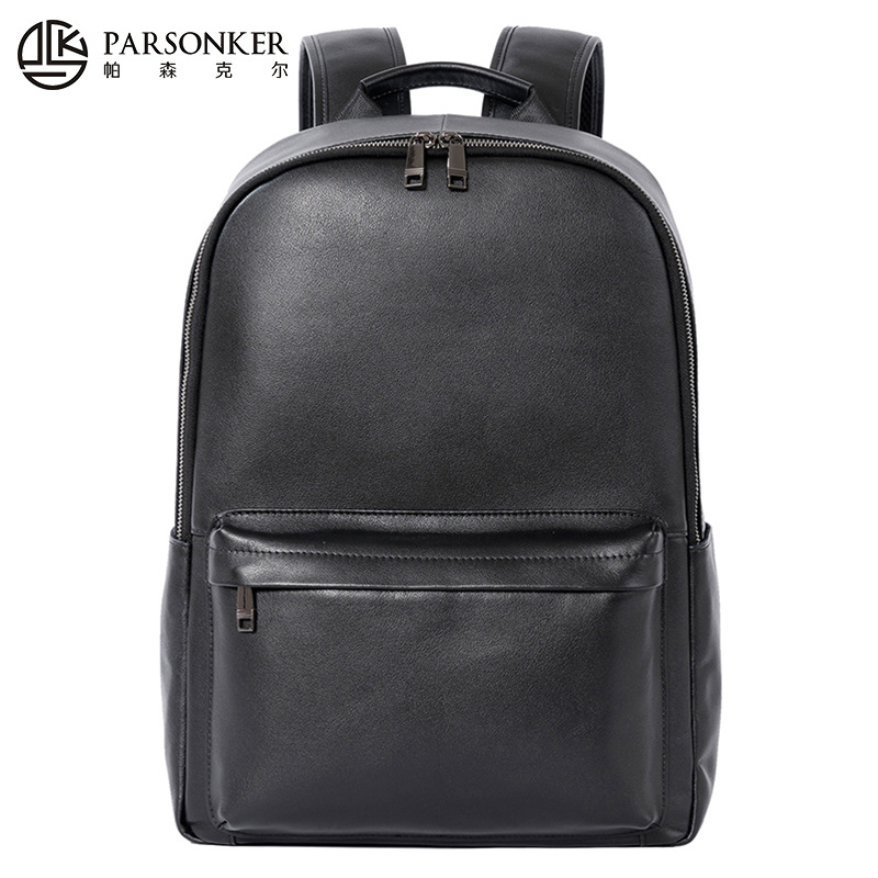 Genuine Leather Backpack Men's Business Fashion Casual Computer Backpack Simple Multi-Layer Men's Bag New Factory Direct Sale