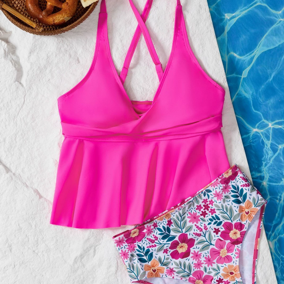 Colored swimwear, beach set, European style