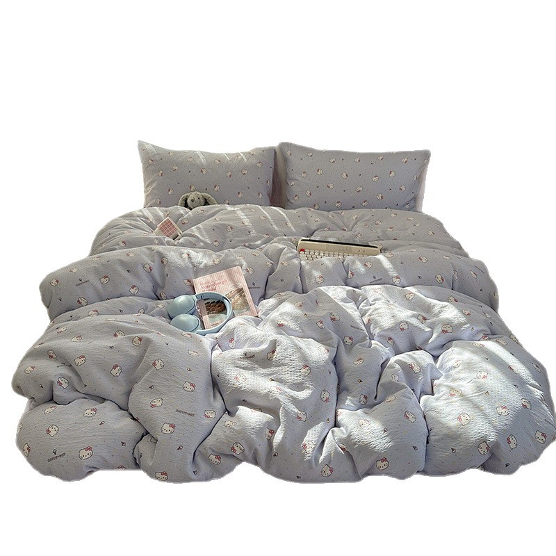 Cama de algodón de cuatro piezas A clase madre y bebé dormir desnudo pro piel sábanas de cama de algodón puro Kasa dormitorio dibujos animados lindos tres piezas 4
