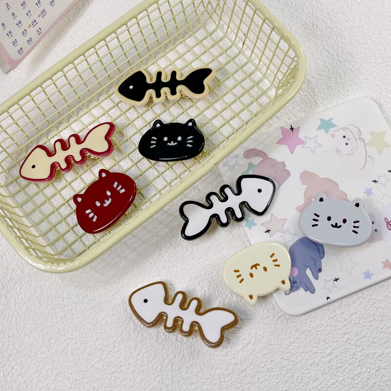 New fishbone clip cartoon cute hairpin kitten bangs clip sweet duckbill clip student headdress hair accessories wholesale