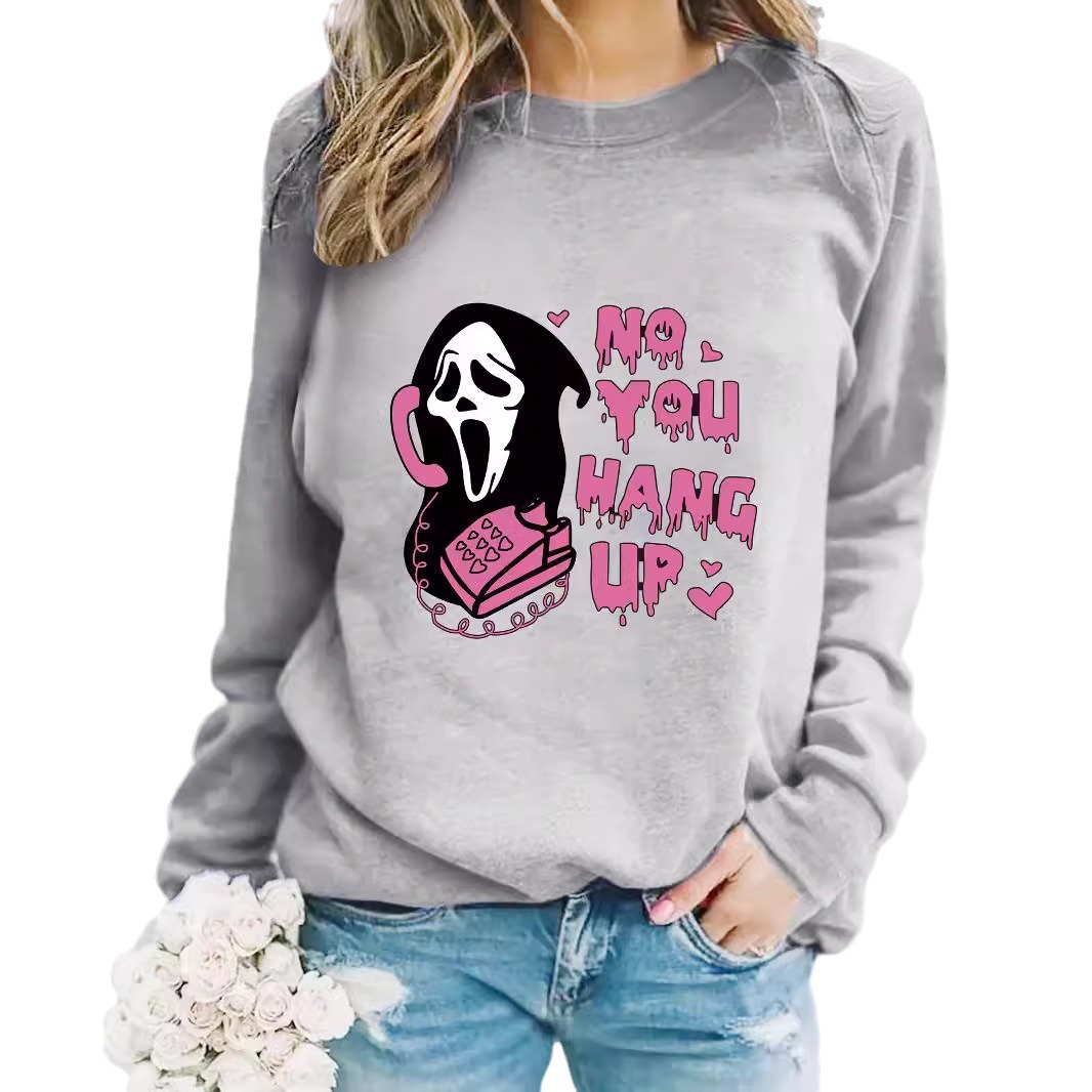 Women's Clothing autumn and winter women's casual long sleeved round neck Death Calls printed pullover sweatshirts wholesale_voghion.com