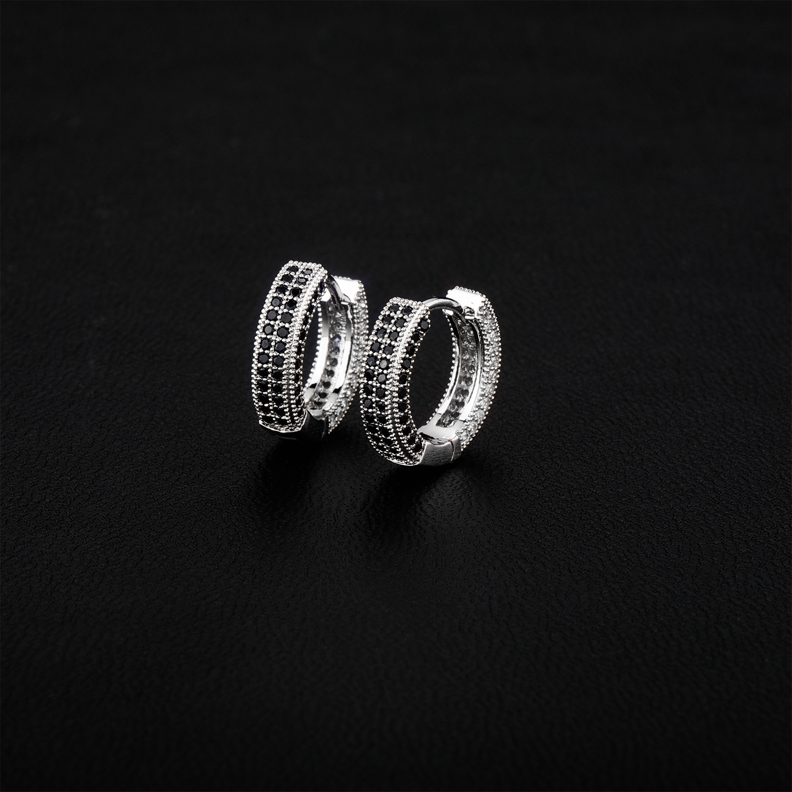 Black copper trend fashionable earrings with zircon for men and…