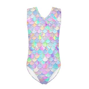 Cross-Border Scale Pink Cute Style One-Piece Swimsuit Girl Beachwear Polyester V Neck Vest One-Piece Swimsuit