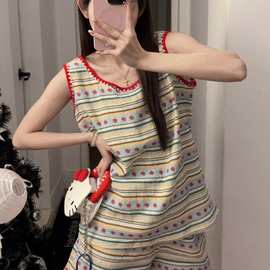 100%A类夏款吊带背心婴儿棉纱女睡衣家居服