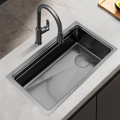 Foreign Trade 4.0 Thick Ripple Texture Sink 304 Stainless Steel Vegetable Basin Internet Famous Japanese Style Single Basin Left Lower Sink
