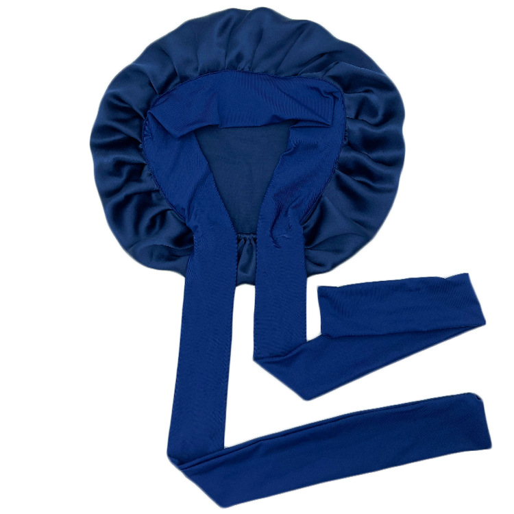 シンプルなマルベリーシルククレープサテンヘアケアつば広リボン調節可能な弾性大型シルクナイトキャップ女性の新しい帽子