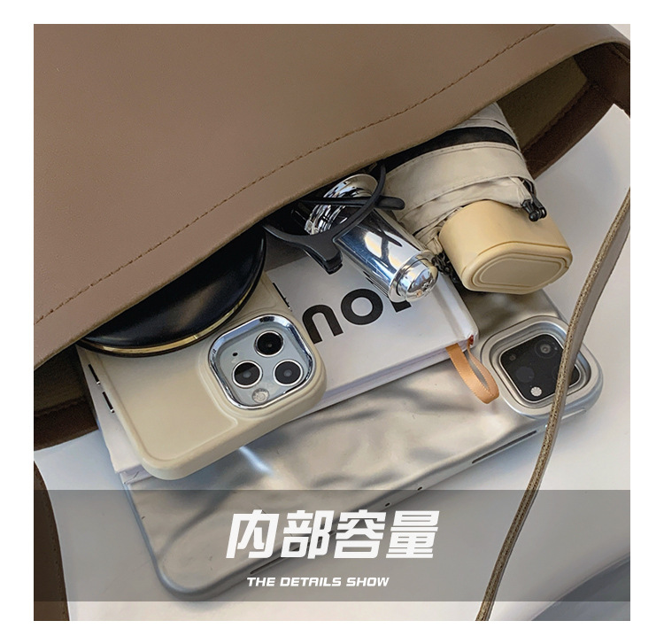 Solid color Tote bag 2024 new style, high-end, large-capacity single-shoulder versatile, niche women's bag, casual and simple bucket bag undefined