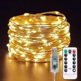 LED铜线灯串网红直播房间背景装饰灯USB八功能遥控防水彩灯铜丝灯