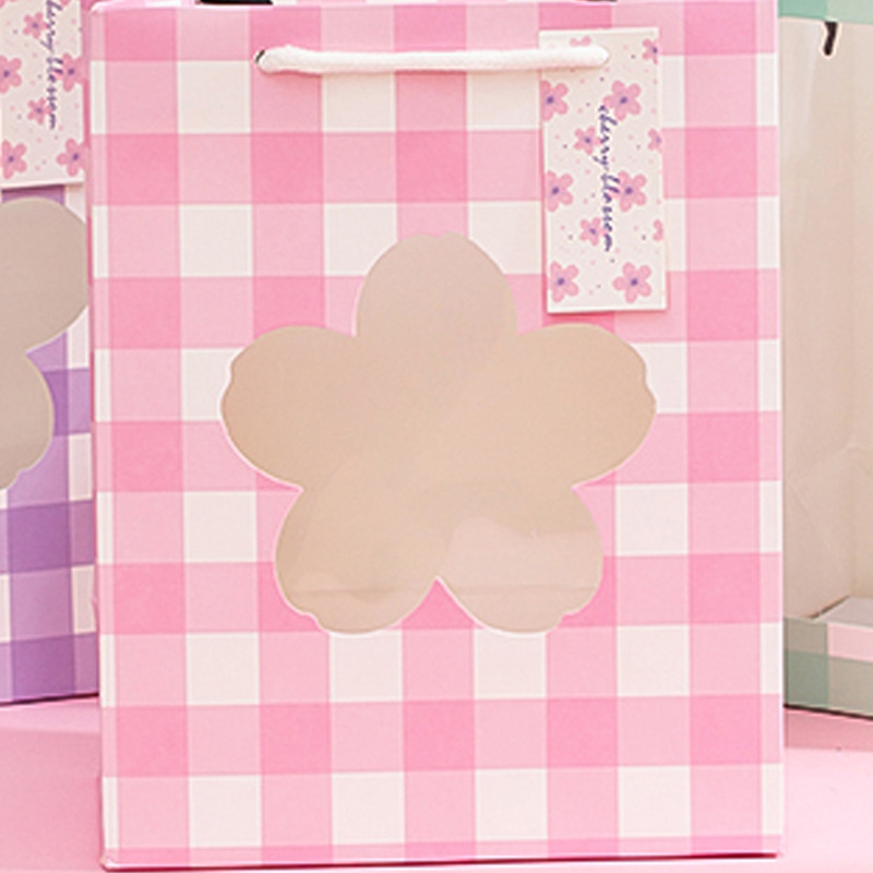 Bolsa de regalo de ventana verde bolsa de regalo de flores rectangular bolsa de papel bolso de Navidad bolso de regalo de San Valentín al por mayor