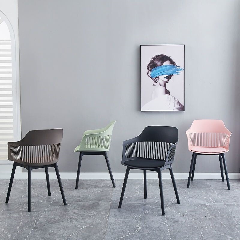 Plastic Stylish and Comfortable Armrest Chair with Backrest, Ins-Style Light Luxury Creative Art Armchair for Office, Meeting, Reception, and Dining