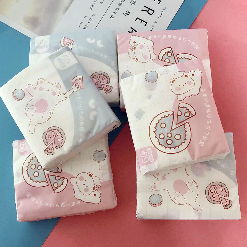印花抽纸 甜甜圈熊印花纸巾 彩色餐巾纸 便携小包面巾纸卫生纸
