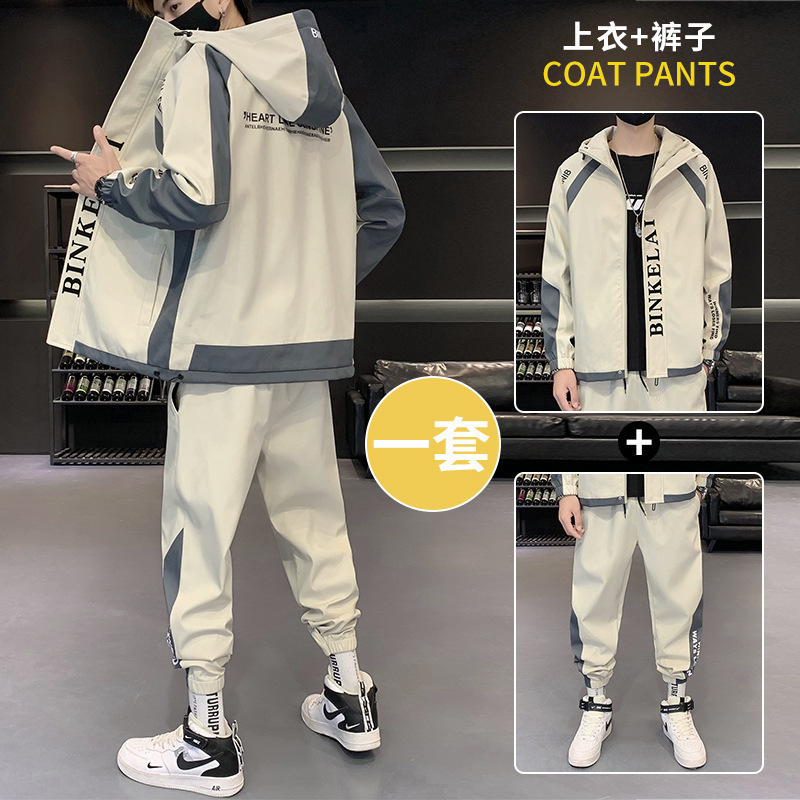 D03 - 3 hombre primavera y otoño estilo de moda coreano nuevo juego de chaqueta deportiva casual