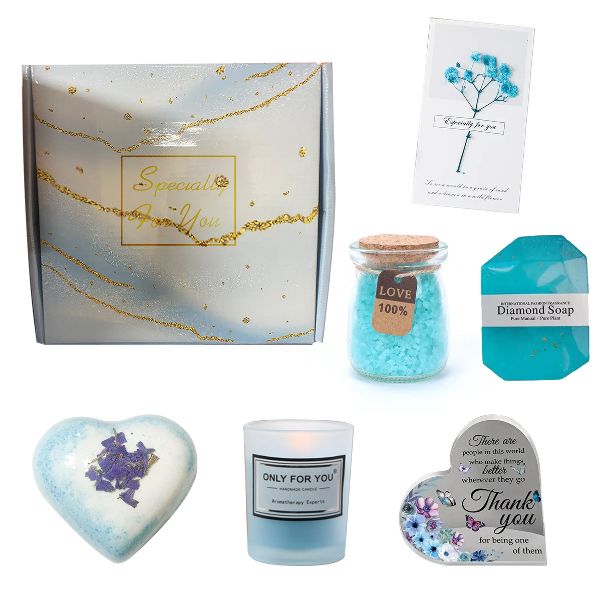 Juego de regalo transfronterizo Día de la madre Caja de regalo de mano Vela de aromaterapia Caja de regalo de baño Regalo de cumpleaños creativo al por mayor