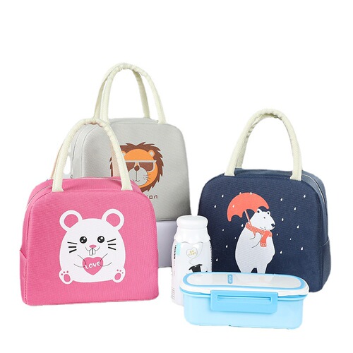 Cartoon lunch box bag, handbag with rice, hand-held meal bag, cute children's primary school student meal bag, insulated bag, lunch bag