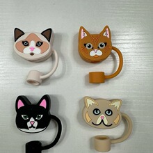 C 63645 10mm Straw Cap Food Grade Silicone Cartoon Straw