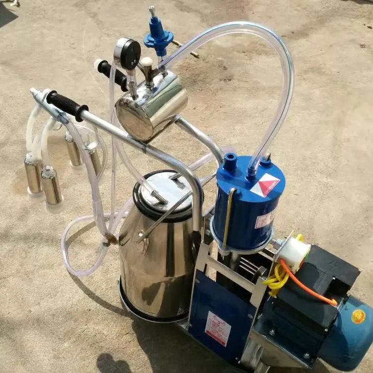 Máquina de ordeño tipo bomba de vacío móvil tipo pistón de cuatro extremos máquina de ordeño de succión de leche equipo de cría para vacas, ovejas y camellos