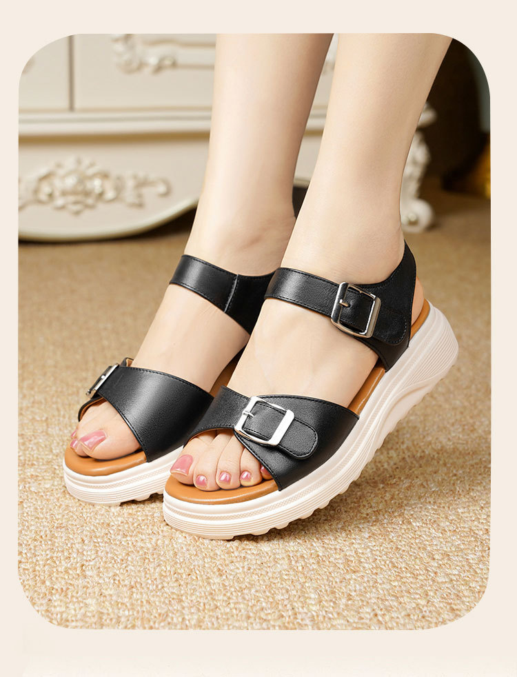 Sandal nữ đế xuồng da bò thật quai chữ V mềm êm — Trắng kem【Da bò lớp đầu】 chi tiết 21