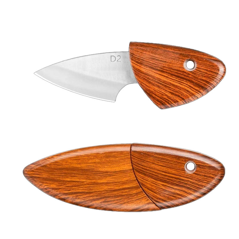 Outdoor Mini Integrated Steel and Wood Fish Knife Incense Cutting Knife Portable Camping Pocket Knife High Hardness Sharp Fruit Knife