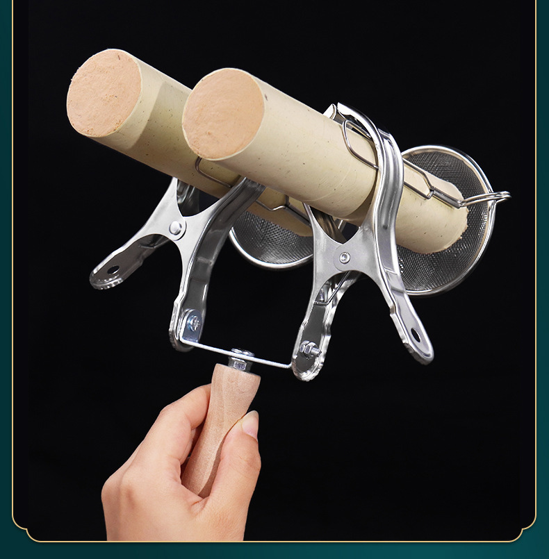 Handheld Moxa Suspension Holder with Anti-Scald Mesh Stainless Steel Single Hole Moxibustion Tool for 1.5-3.5 cm Moxa Rolls preparation