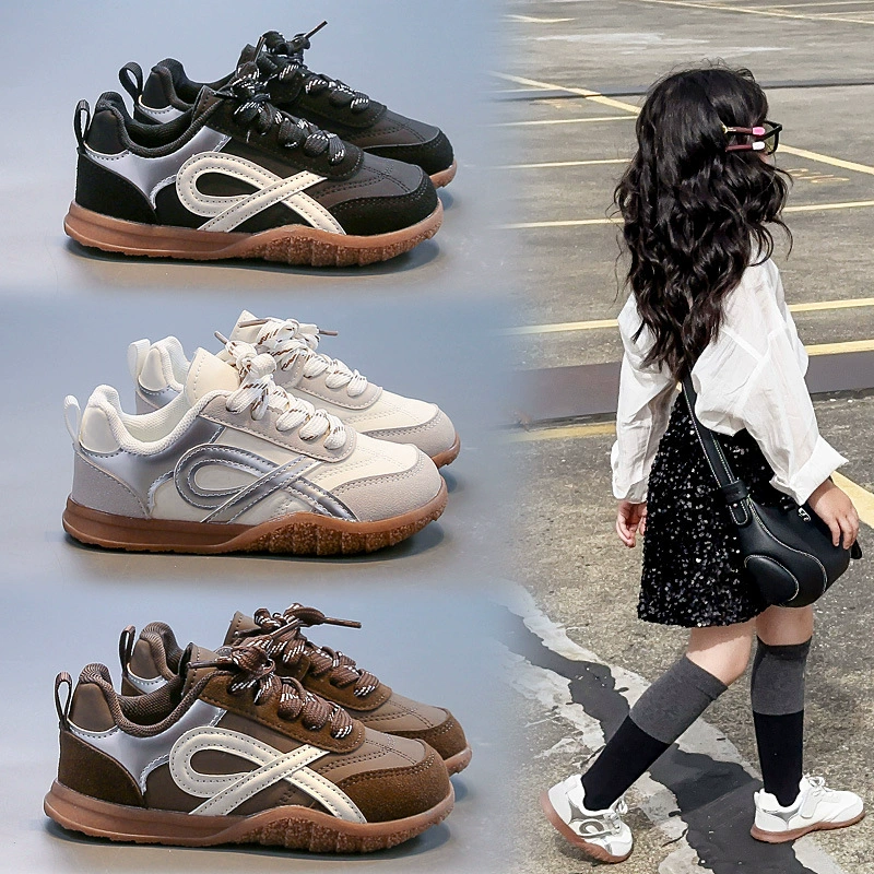 Детские ретро универсальные повседневные спортивные кроссовки 2025 осень новые нишевые моральные тренировочные туфли для детей постарше модные одиночные туфли