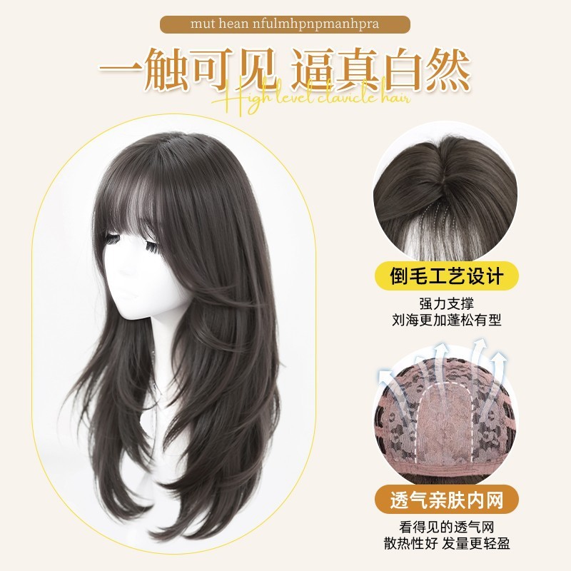 假发女高层次长直发自然蓬松无痕修颜仿真发丝全头前额蕾丝全头套|undefined
