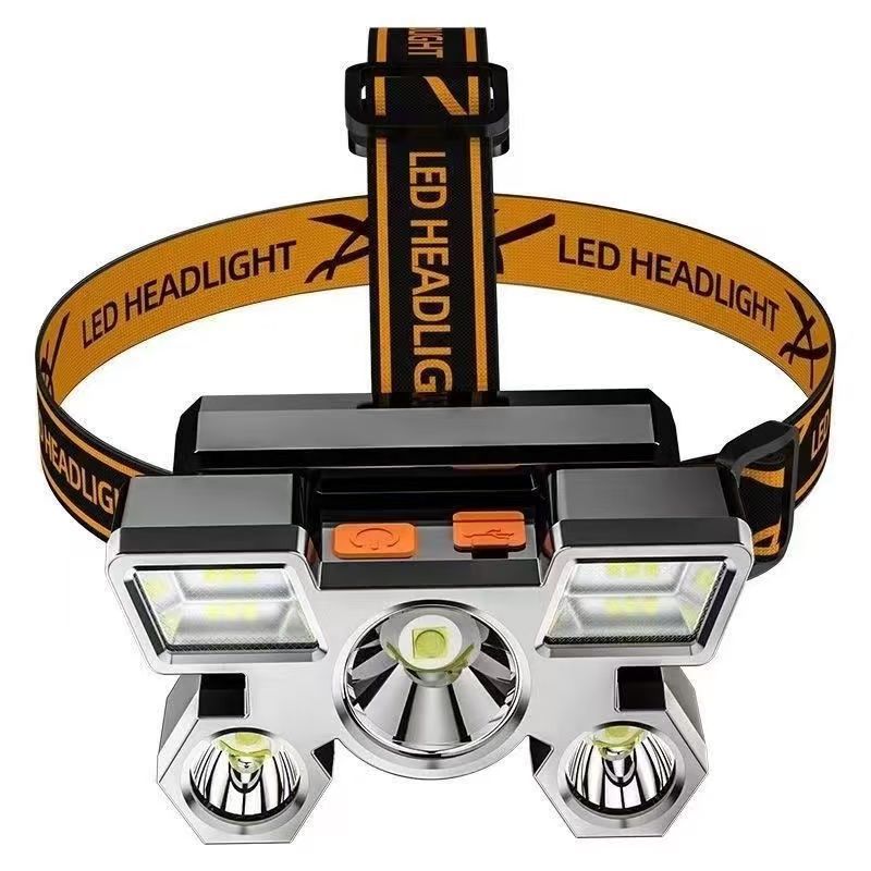 Linterna frontal LED recargable de 5 LEDs superbrillante, para minería, pesca nocturna y exterior, tipo militar. image 5