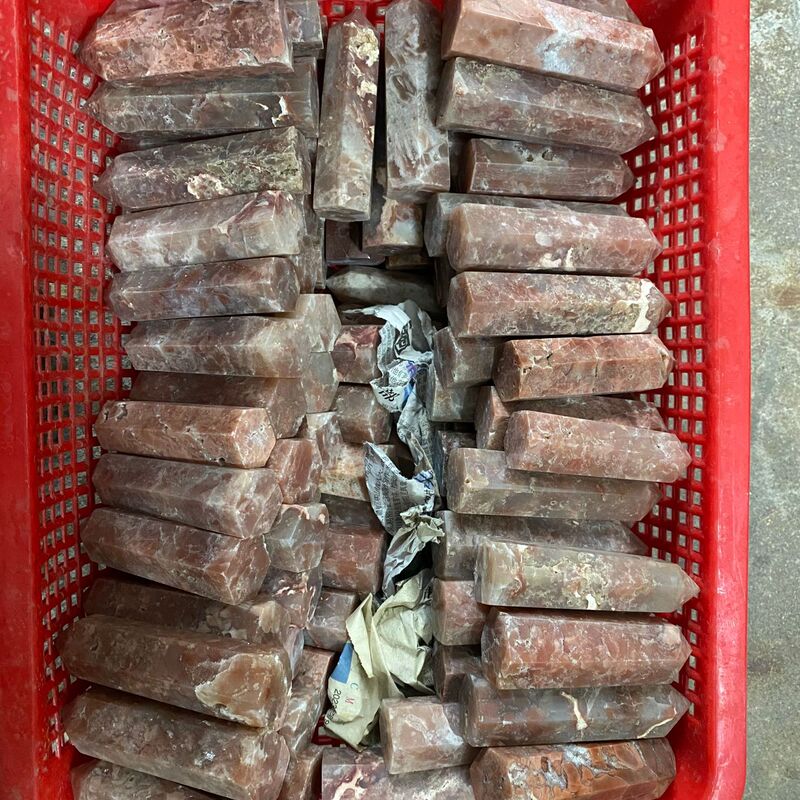 天然白松石樱花玛瑙柱子小摆件桌面摆件手工雕刻件装饰 买一送一 图 7