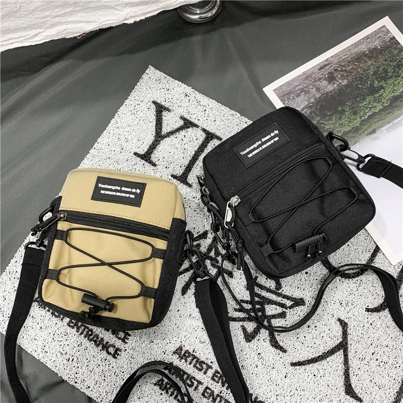 67g Weight Zipper Closure Type Single Shoulder Strap Strap Type Crossbody Bag Bags Type Nylon Material Letter Pattern Streetwear Style Square Shape Khaki, Light Grey, White, Black Color Small Size Small Nylon Letter Streetwear Square Zipper Crossbody Bag 89