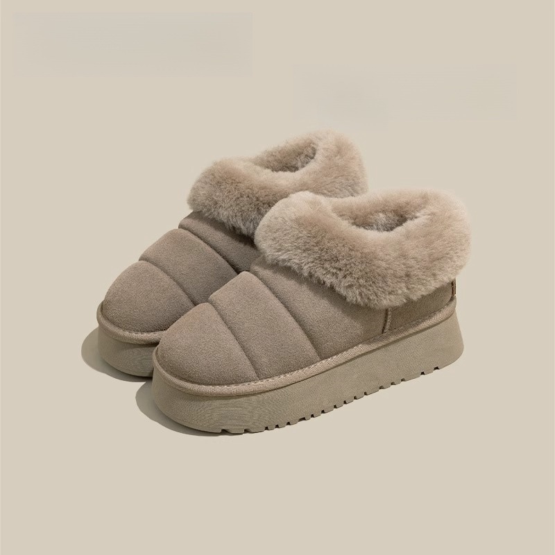 Hot style furry brood sneeuwlaarzen voor vrouwen 2024 winter nieuwe dikke zool verhogende bont mond plus fluweel verdikte casual katoenen schoenen_voghion.com