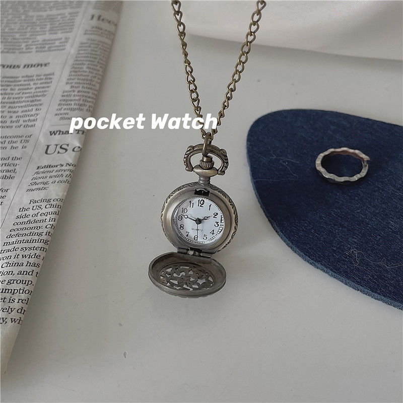 Ancient style pocket watch Starry Sky necklace watch hollow trendy men's halter Flip pendant watch female student gift