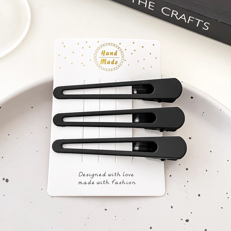 Youyou 2025 nueva horquilla negra, flequillo, clip de cabello roto en la frente, tocado lateral, pico de pato, palabra simple