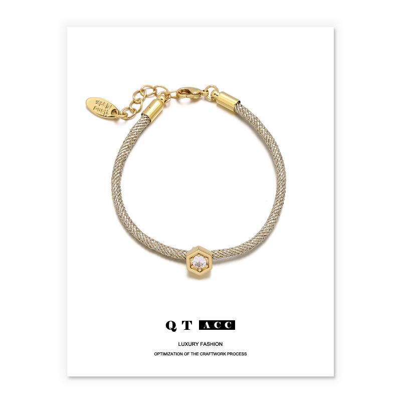Latón chapado 18K oro real pasarela europea y americana temperamento de moda encantador ZIRCON oro cuerda collar pulsera 2023 nuevo image 9