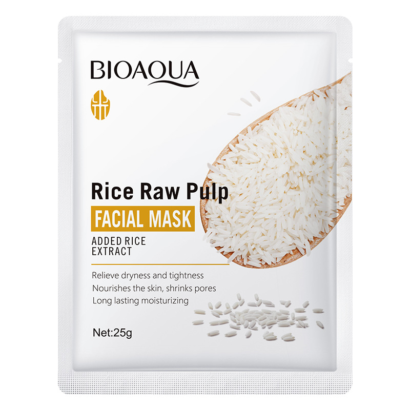Máscara facial en inglés BIOAQUA pulpa de arroz máscara facial hidratante máscara hidratante comercio exterior transfronterizo