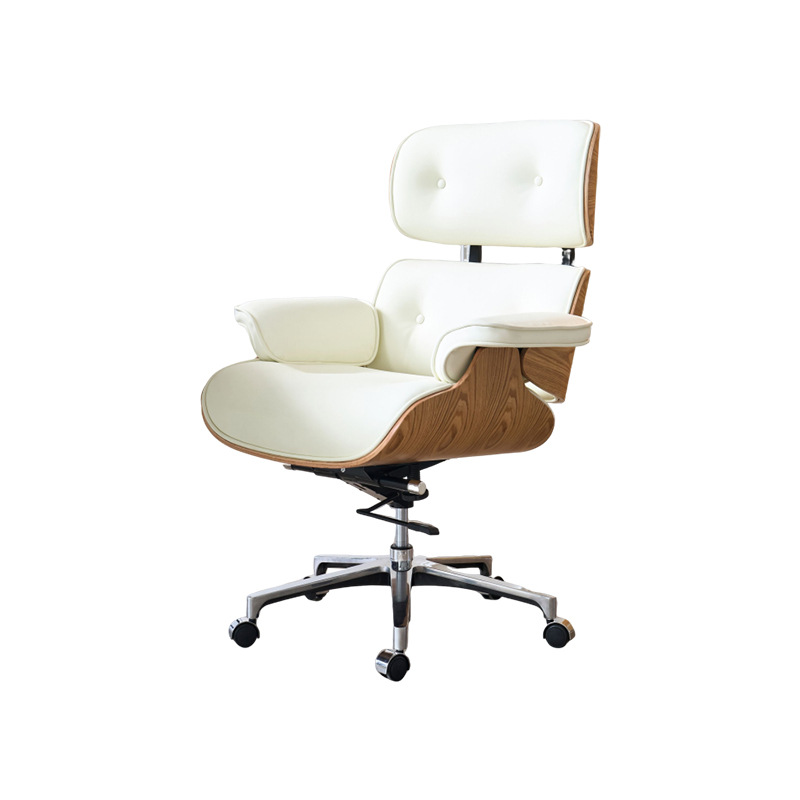 Silla de oficina ergonómica Eames, silla de ordenador moderna y minimalista para el hogar, silla ejecutiva de cuero cómoda y ligera de lujo