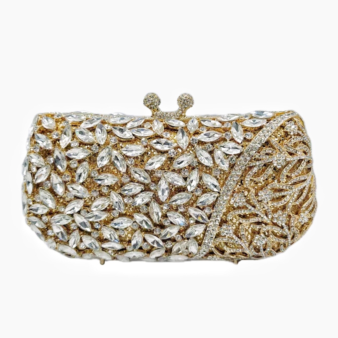* Bolsa de cena de diamantes de lujo nueva bolsa de metal hueco con diamantes completos bolsas de mano europeas y americanas bolsas de banquete de mujeres bolsas de cristal