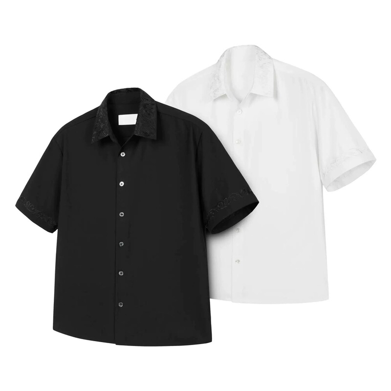 Embossed Embroidered Floral Collar Shirt for Men and Women, Traditional Suit-Cut Short-Sleeve Shirt, Casual Mother-Of-Pearl Button Shirt for Men and Women Embossed Embroidered Floral Collar Shirt for Men and Women, Traditional Suit-Cut Short-Sleeve Shirt, Casual Mother-Of-Pearl Button Shirt for Men and Women