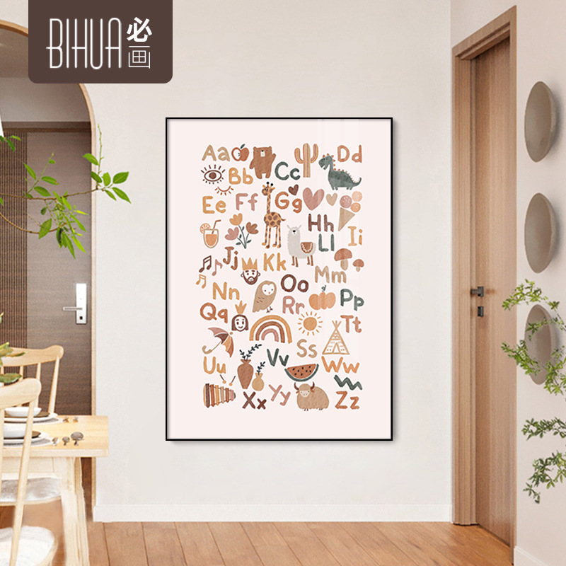 Nordic style decorative painting modern simple letter painting sofa background wall art abstract painting porch hanging painting wholesale